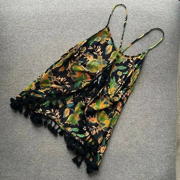 Anthropologie RAGA Flowy Tassel Fringe Open Back Tank Small NWT - Picture 5 of 7